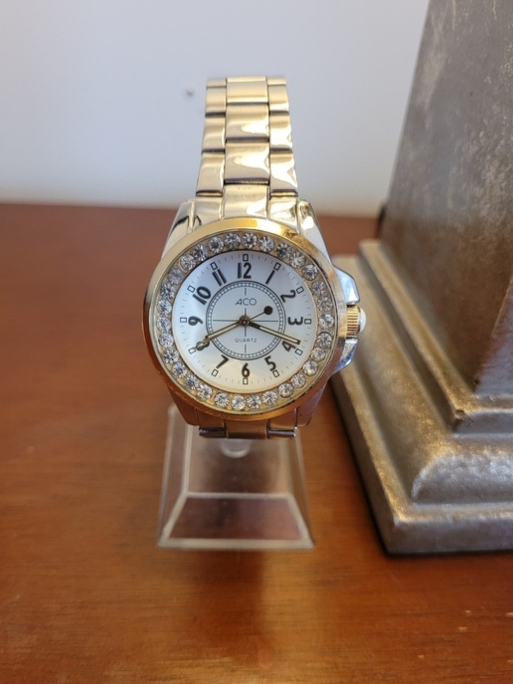 New Silver ACO Quartz Women's Watch with Crystal Accents